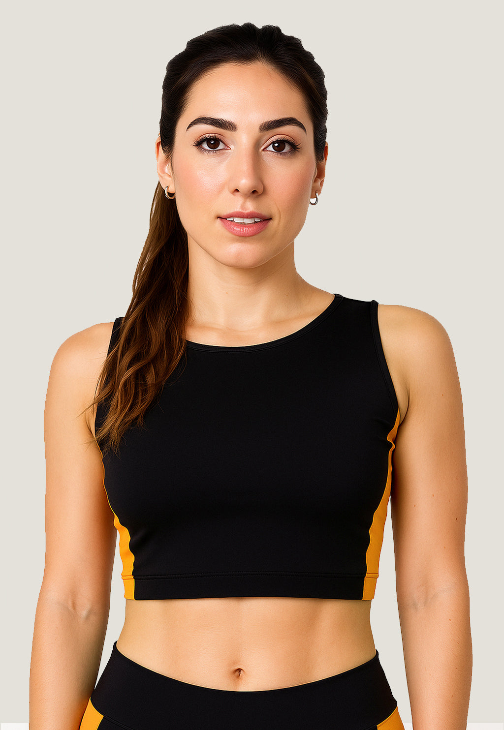 Top Cropped Fitness Detalhe Amarelo