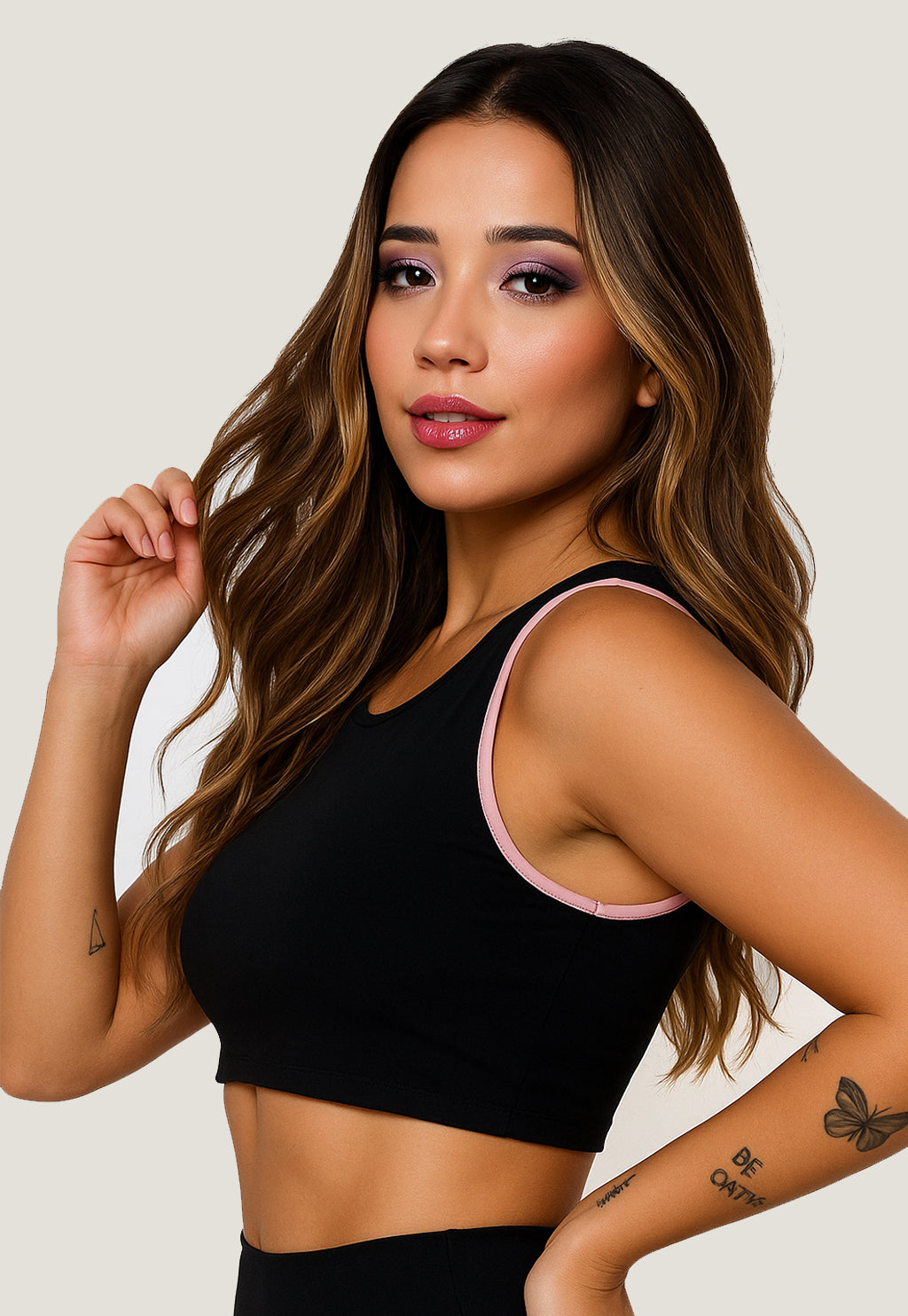 Top Cropped Fitness Detalhe Rosa