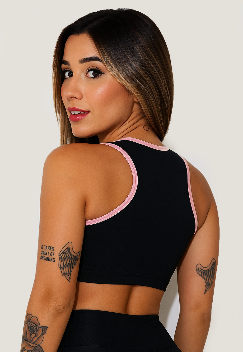 Top Cropped Fitness Detalhe Rosa