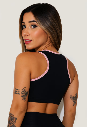 Top Cropped Fitness Detalhe Rosa
