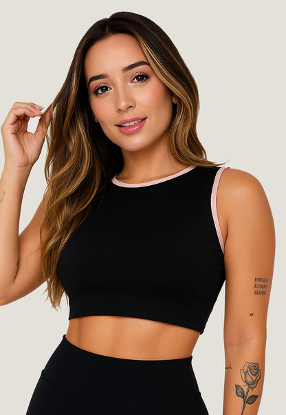 Top Cropped Fitness Detalhe Rosa