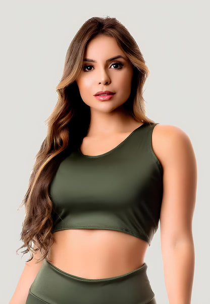 Top Cropped Fitness - Verde Militar