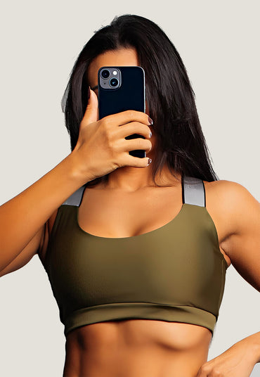 Top Cropped Fitness Alça de Elástico Verde