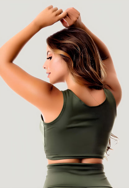 Top Cropped Fitness - Verde Militar