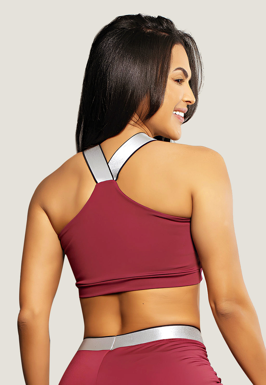 Top Cropped Fitness Alça de Elástico Marsala