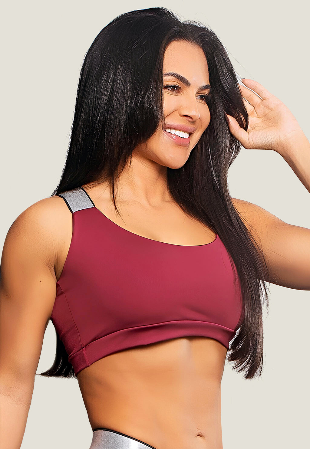 Top Cropped Fitness Alça de Elástico Marsala