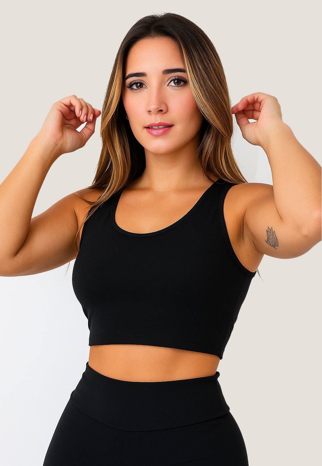 Top Cropped Fitness Regata Preto