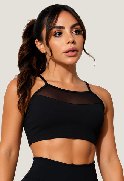 Top Cropped Fitness Detalhe Transparente